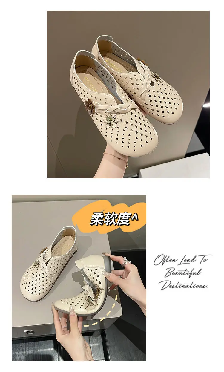 2024 Newly Square Toe Women's Flats Designer Cutout Shoes Ladies Wide Fit Soft Leather Moccasins Female Driving Sneakers