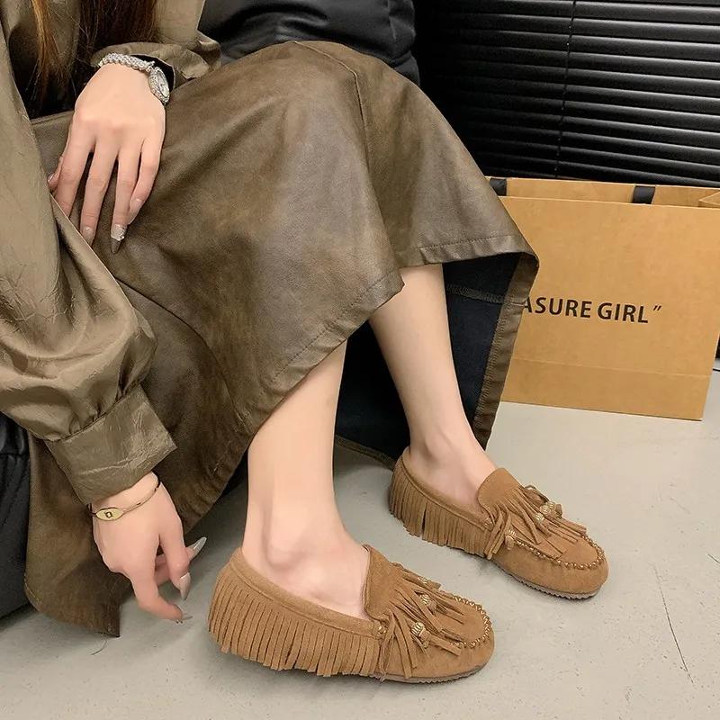Tassel Flat Shoes - New Autumn Style - Matte Finish - Casual Women's Retro Flat Heel Shoes