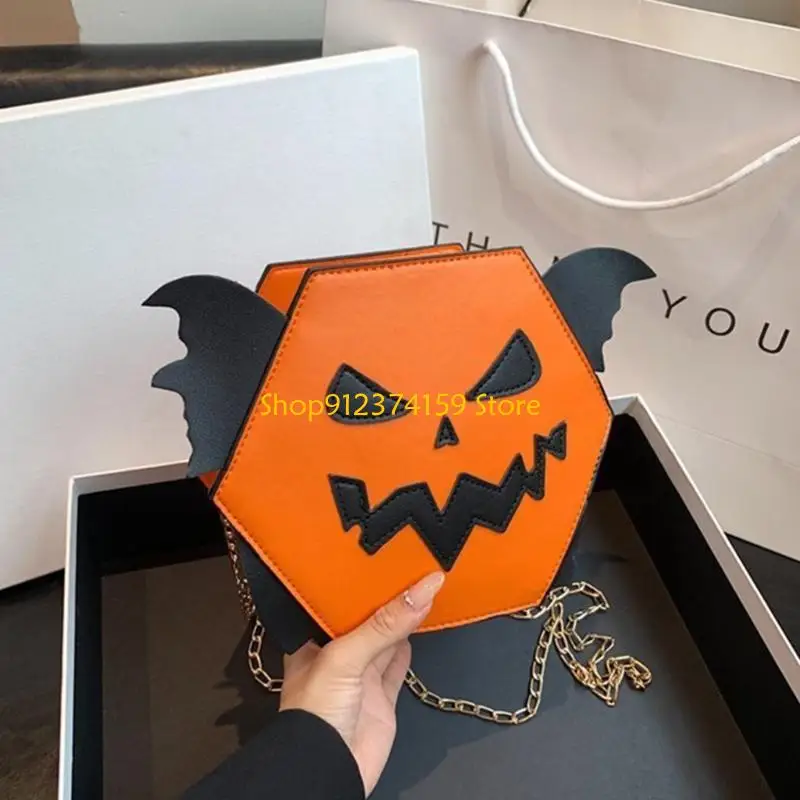 G5AE 2023 Fashion Chain Bags Halloween Funny Pumpkin Shoulder Bag Large Capacity Crossbody Bags for Girl Women Versatile Bag