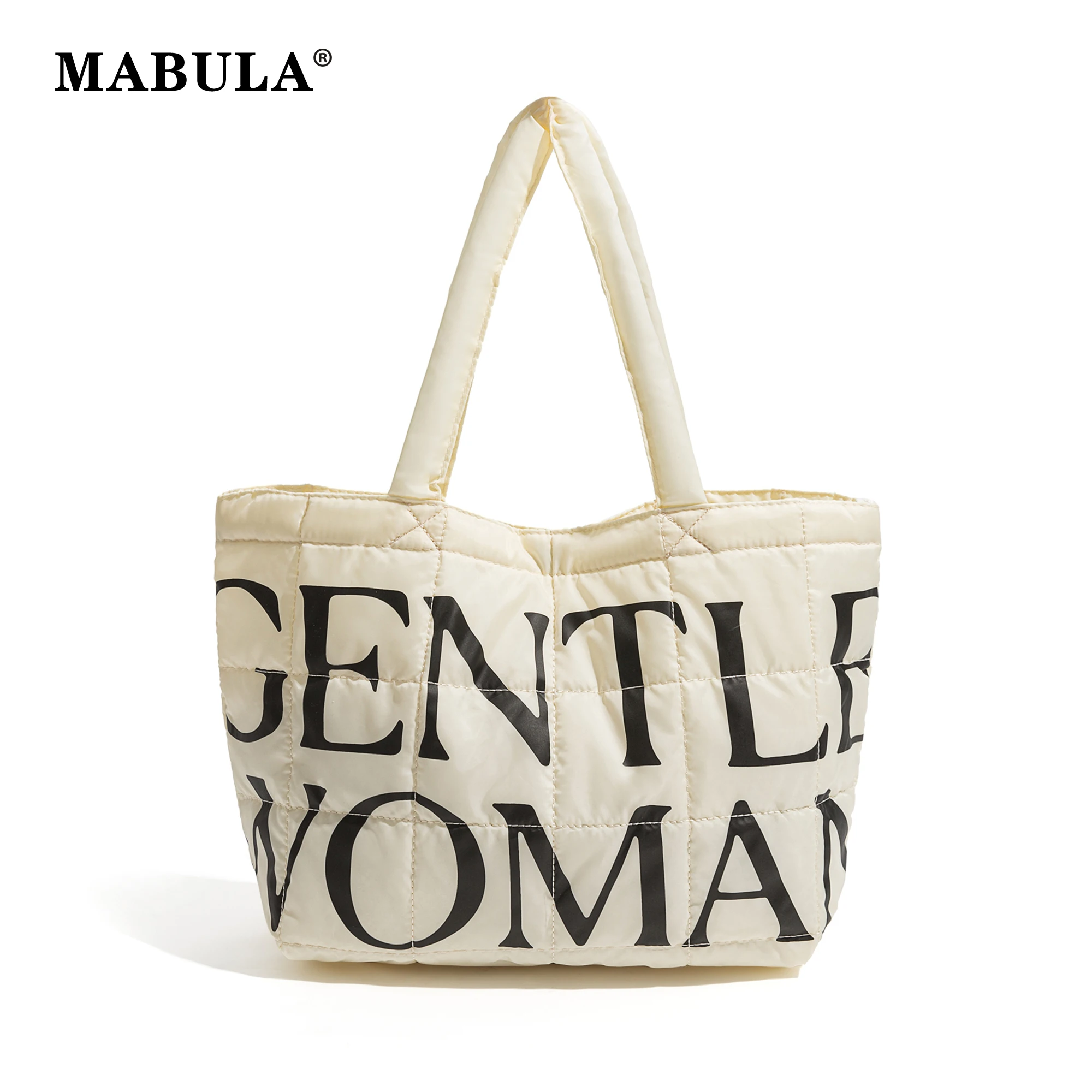 

MABULA Quilted Puffer Padded Tote Shoulder Bag for Women Lightweight Cotton Down Printed Autumn Square Purse 2023 Casual Handbag