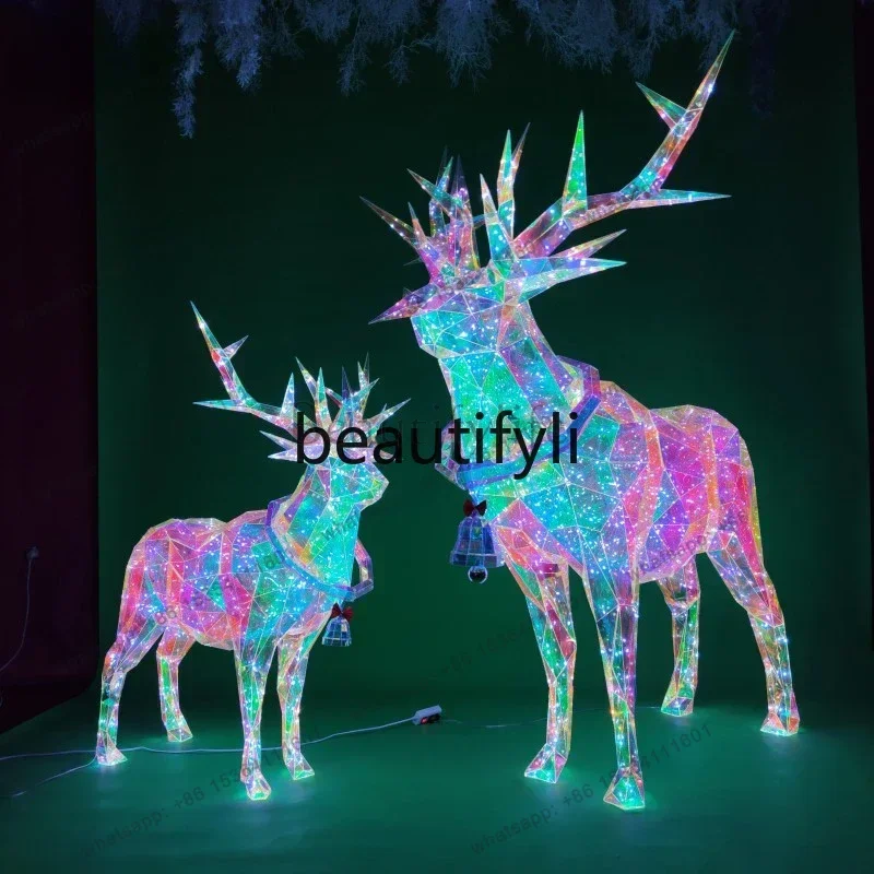 Factory Direct Symphony deer ornament luminous Santa deer pull cart decoration arrangement