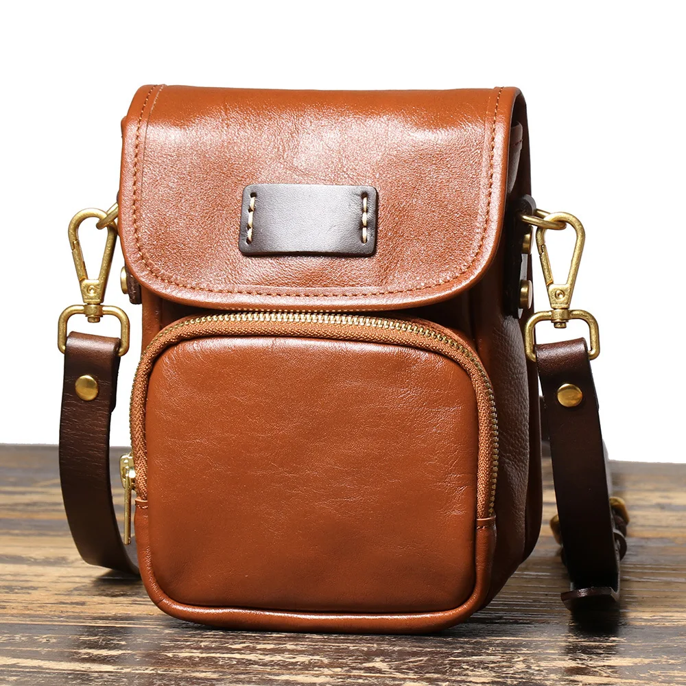 

New Original Design Men's Shoulder Bag Genuine Leather Women Small Shoulder Crossbody Bag Phone Key Pack Unisex Handbag Bolso