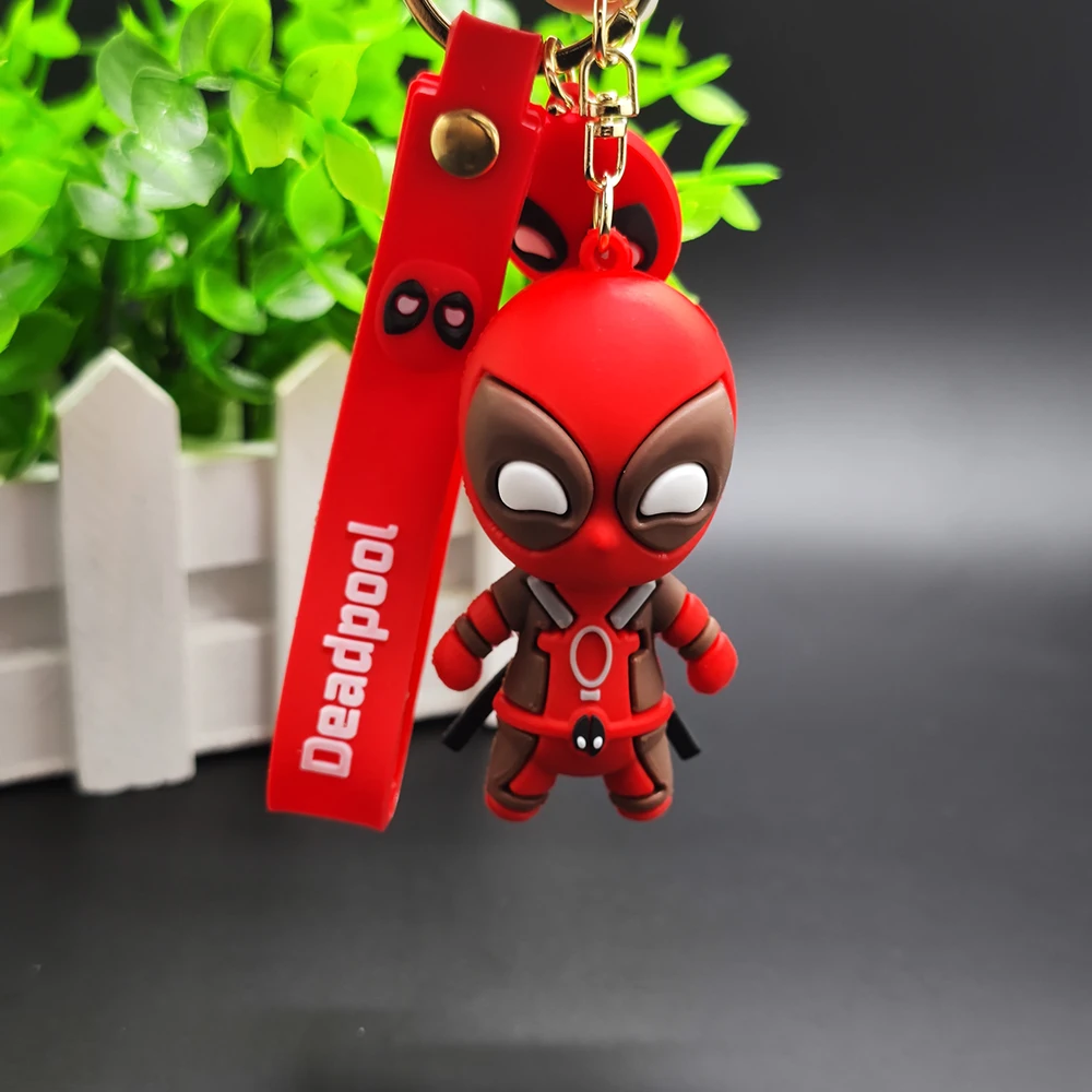 Marvel lucu boneka Deadpool liontin tokoh Deadpool versi Q ransel mode gantungan kunci mainan Mini liontin cincin kunci hadiah ulang tahun