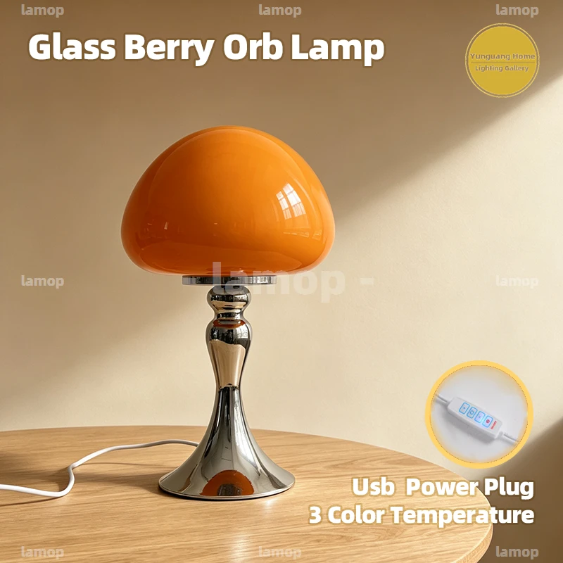 Murano Glass Dome Shade Table Lamp Soft Light Diffusion Sweet Style Decor Lamp For Reading Corner Apartment Side Cabinet Display
