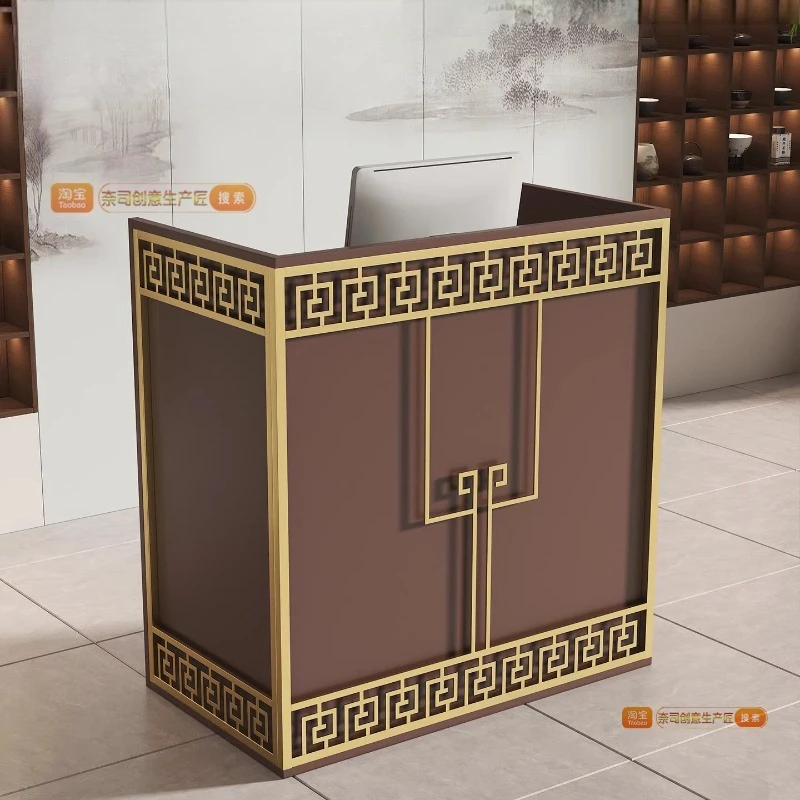 

Магазин одежды Счетчики Деревянная стойка регистрации для бизнеса Косметика Небольшая стойка регистрации Шкаф для салона Большой стол Антикварный