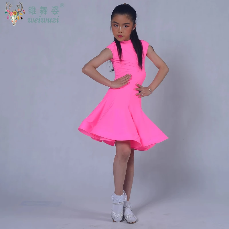 فستان رقص لاتيني احترافي للأطفال للفتيات فساتين رقص قاعة الرقص رومبا تشا تشا سامبا فستان ممارسة الأداء اللاتيني