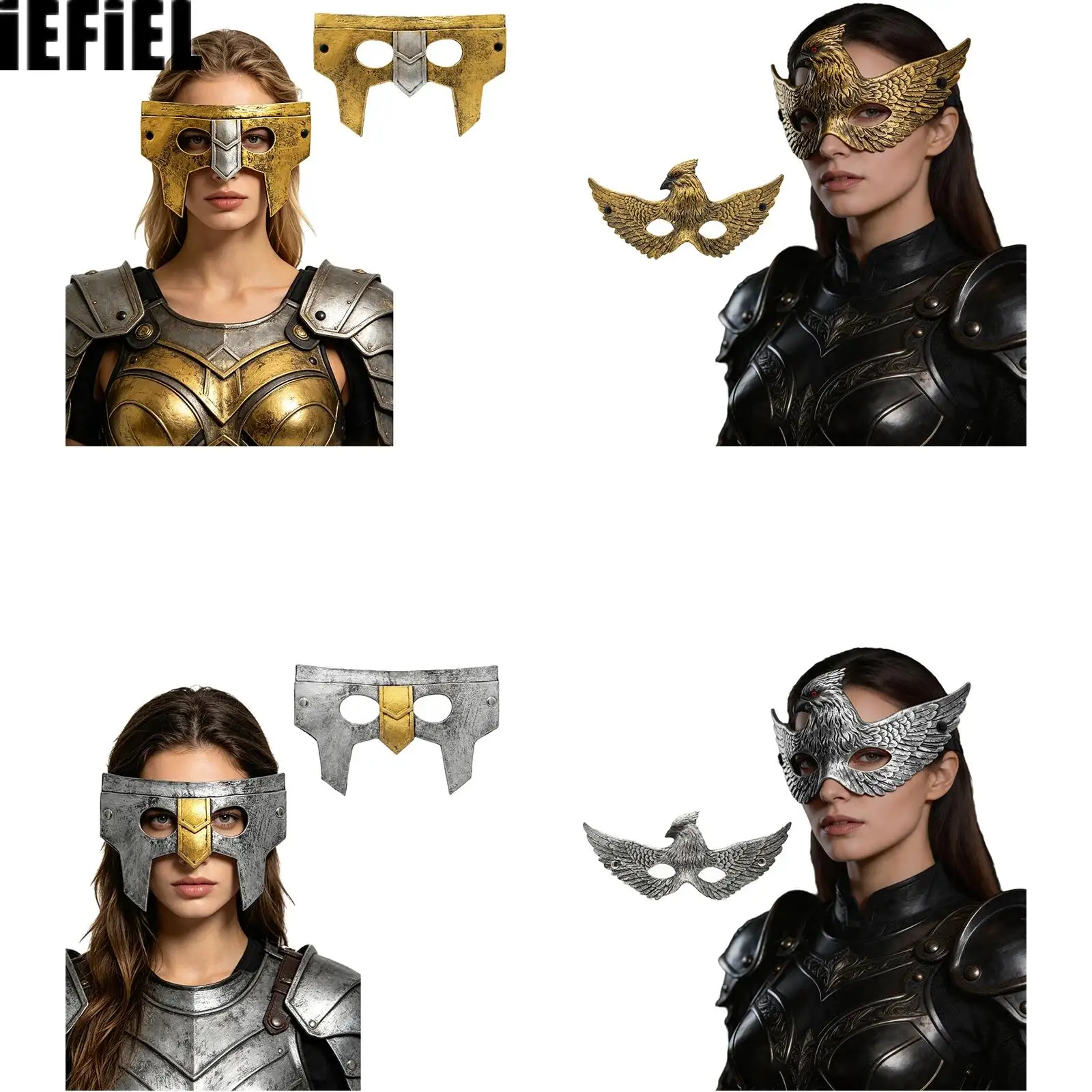

Halloween Cosplay Half-face Mask Warrior/Eagle Cosplay Decoration Face Armour for Theme Party Carnival Stage Performance