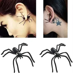 Decoración de Halloween, disfraces de Halloween para mujer, pendientes con pasador de oreja de araña negra espeluznante 3D para decoraciones DIY para fiesta de Halloween