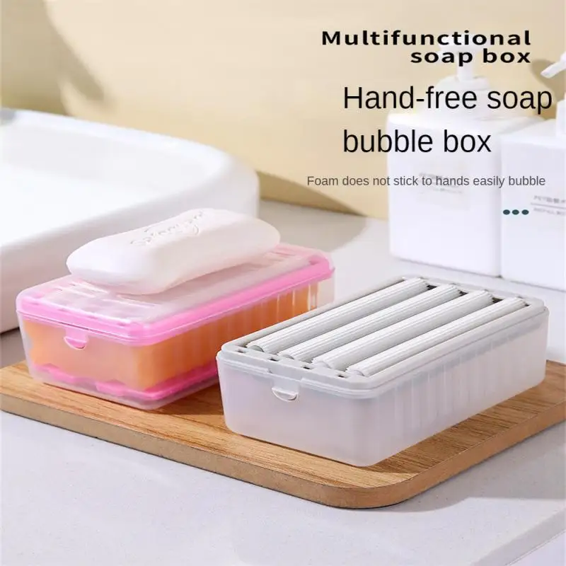 Silicone Sparkling Soap Boxes Built-in Spring Drain Ventilate Drain Storage Box Bathroom Supplies Frother Soap Box 105g