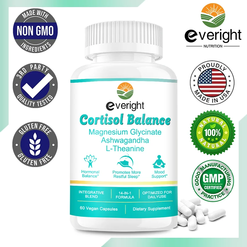 Cortisol Supplement with Ashwagandha L-Theanine Magnesium Glycinate 14-in-1 for Stress Relief, Calm, Mood Balance, Sleep Health