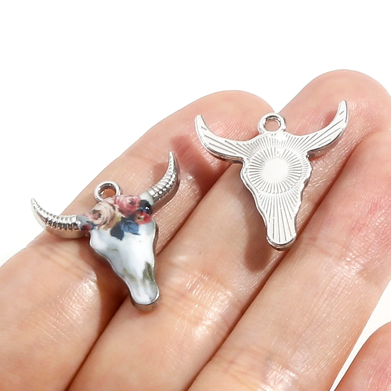 10 PCs Cow Charms Zinc Based Alloy Multicolor Enamel Charms Animal Pendants Gold Color 22* 21mm For DIY Jewelry Making