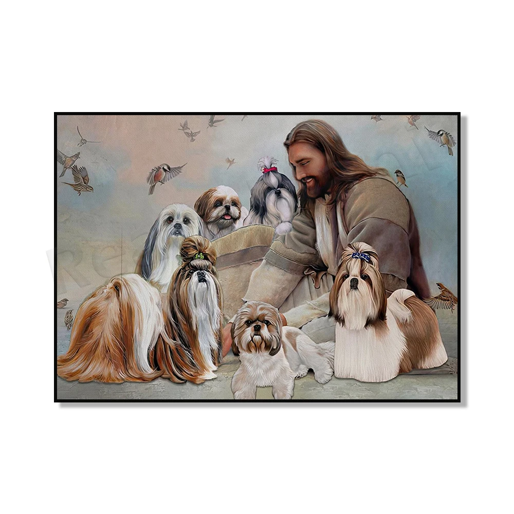 ملصق هدية God Surrounds Raccoon، Cat، Pomeranian، Shih Tzu، Chihuahua، Rottweiler، Pug، Golden Retriever، Angel Christian Gift