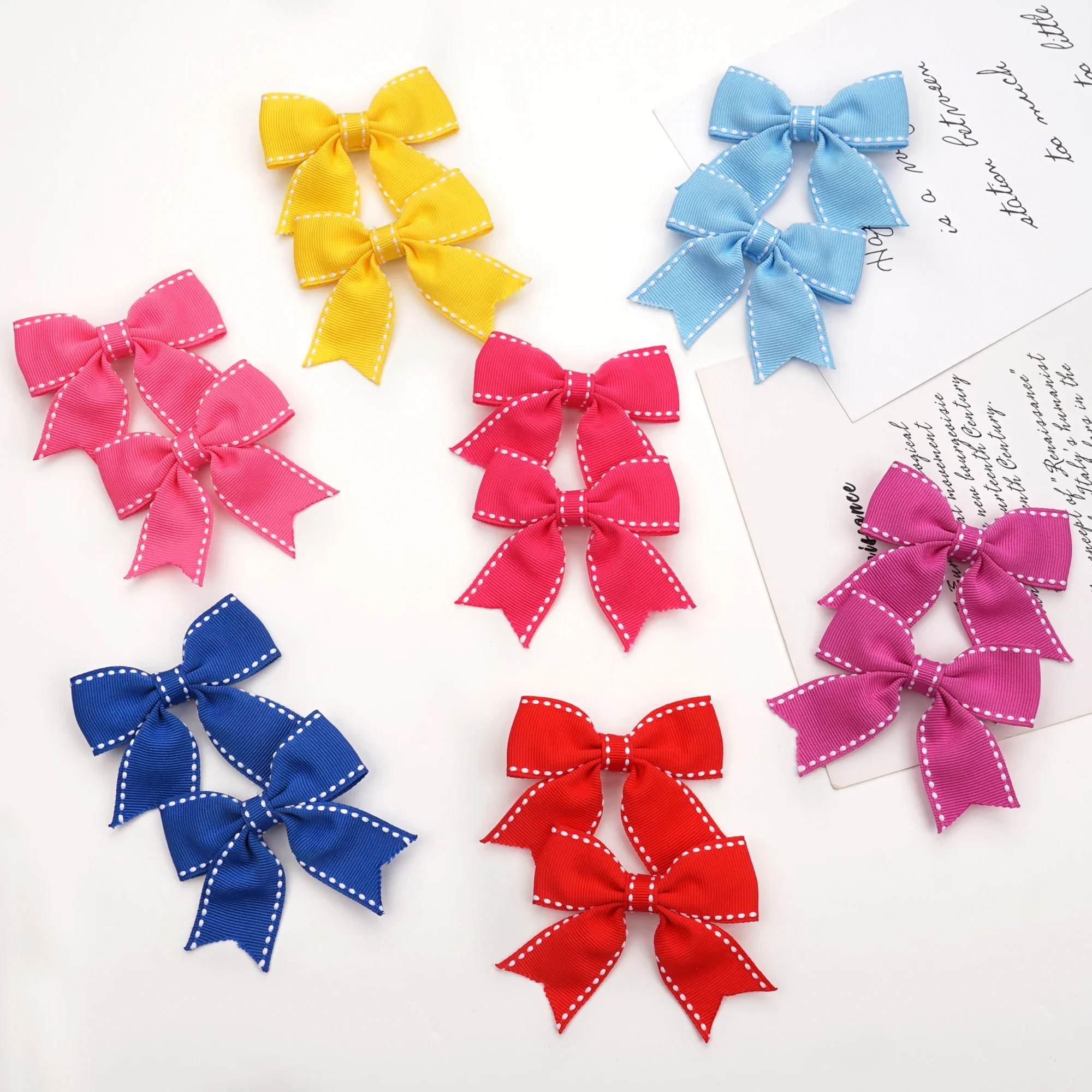 20Pieces Baby Hair Clips 3inches Dotted line Hair Bows alligator Clips for Infant and Baby Girls  in Pairs