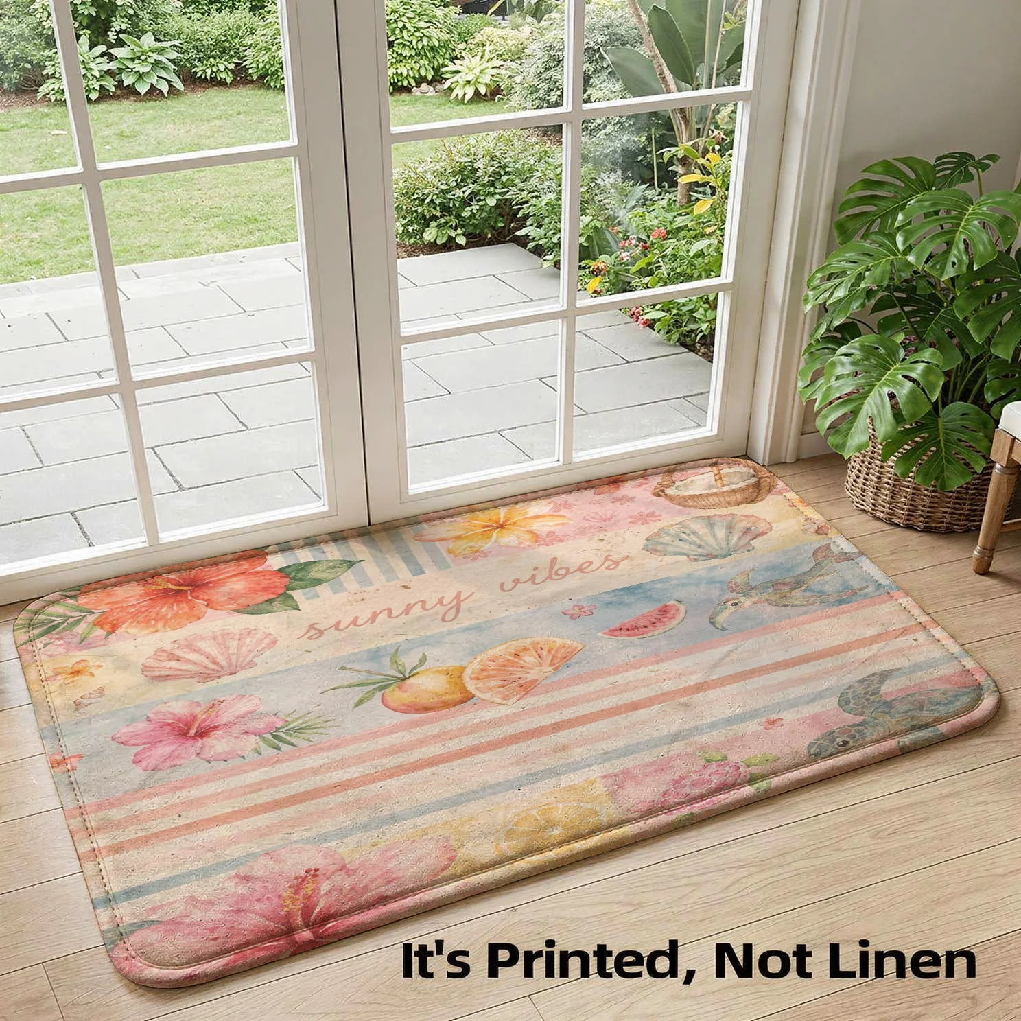 Tropical Boho Coastal Summer Beach Doormat Rug Ocean Seashell Pattern Entryway Mat for Bathroom Home Decor Nursery
