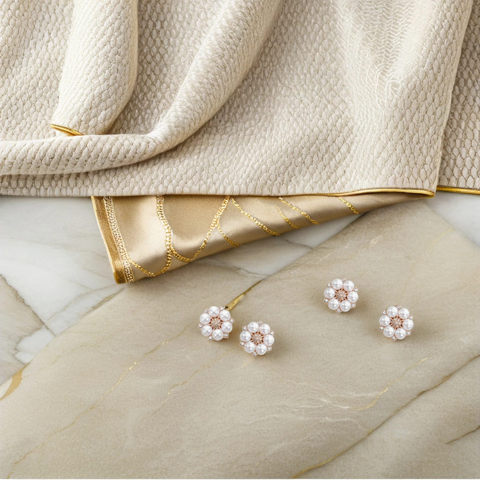 

6Pcs Flower Sleeve Button Covers Pearl Rhinestone Decorative Alloy Shirt Button Covers Men Formal Wedding Business Accessories