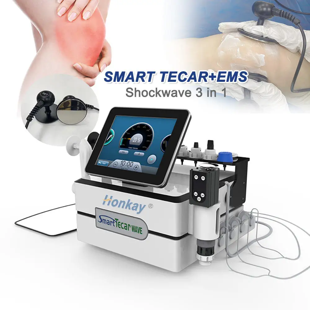 Multifunction Smart Tecar 448khz Therapy Ret Cet 3 In 1 EMS Shock Wave Pain Relief ED Treatment Physiotherapy Equipment