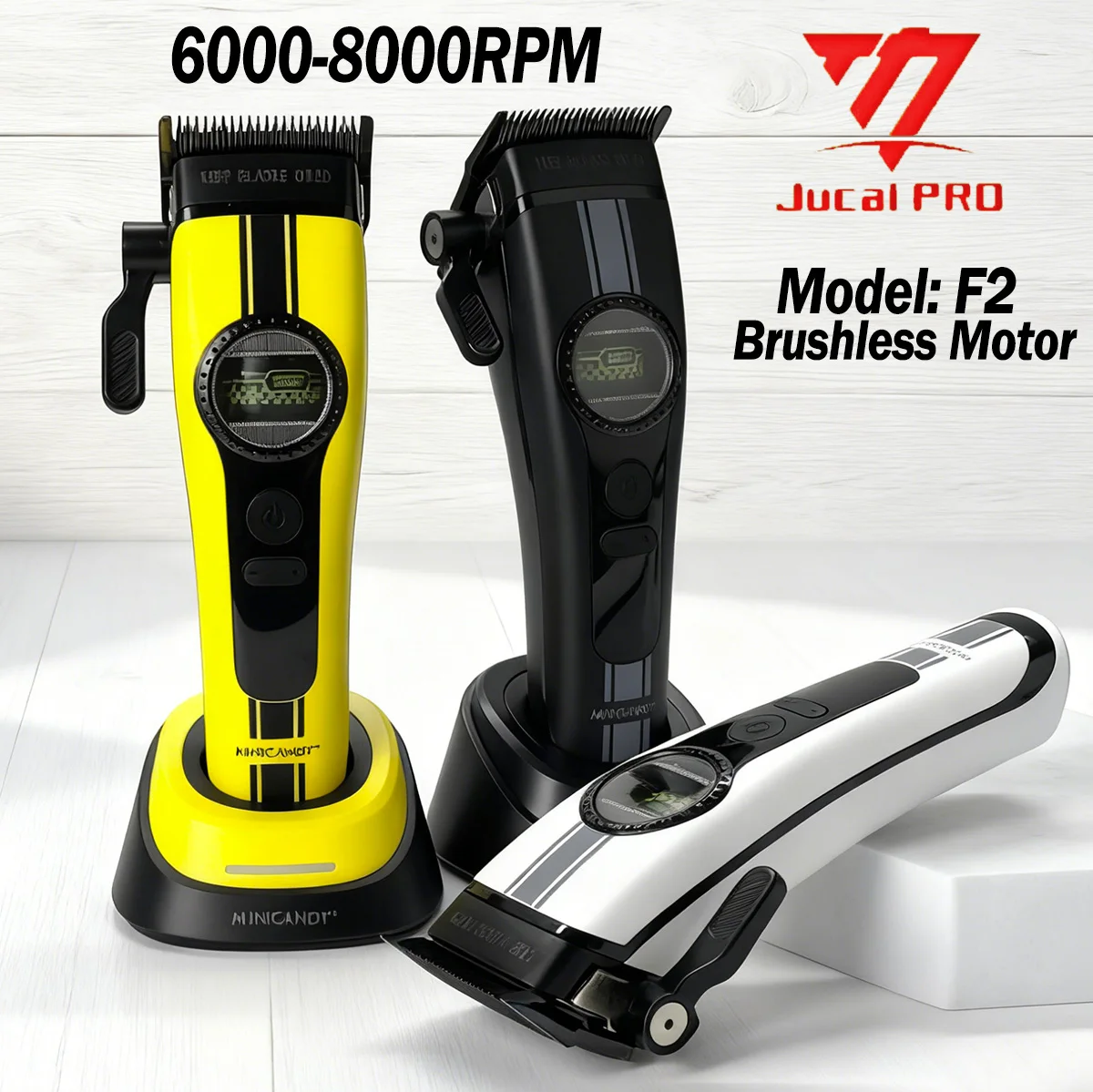 

JUCAI MINICANDY Professional Hair Clipper F1 6000-8000RPM 5-speed adjustment Brushless Motor DLC Blade Trimmer Oil Head for Man