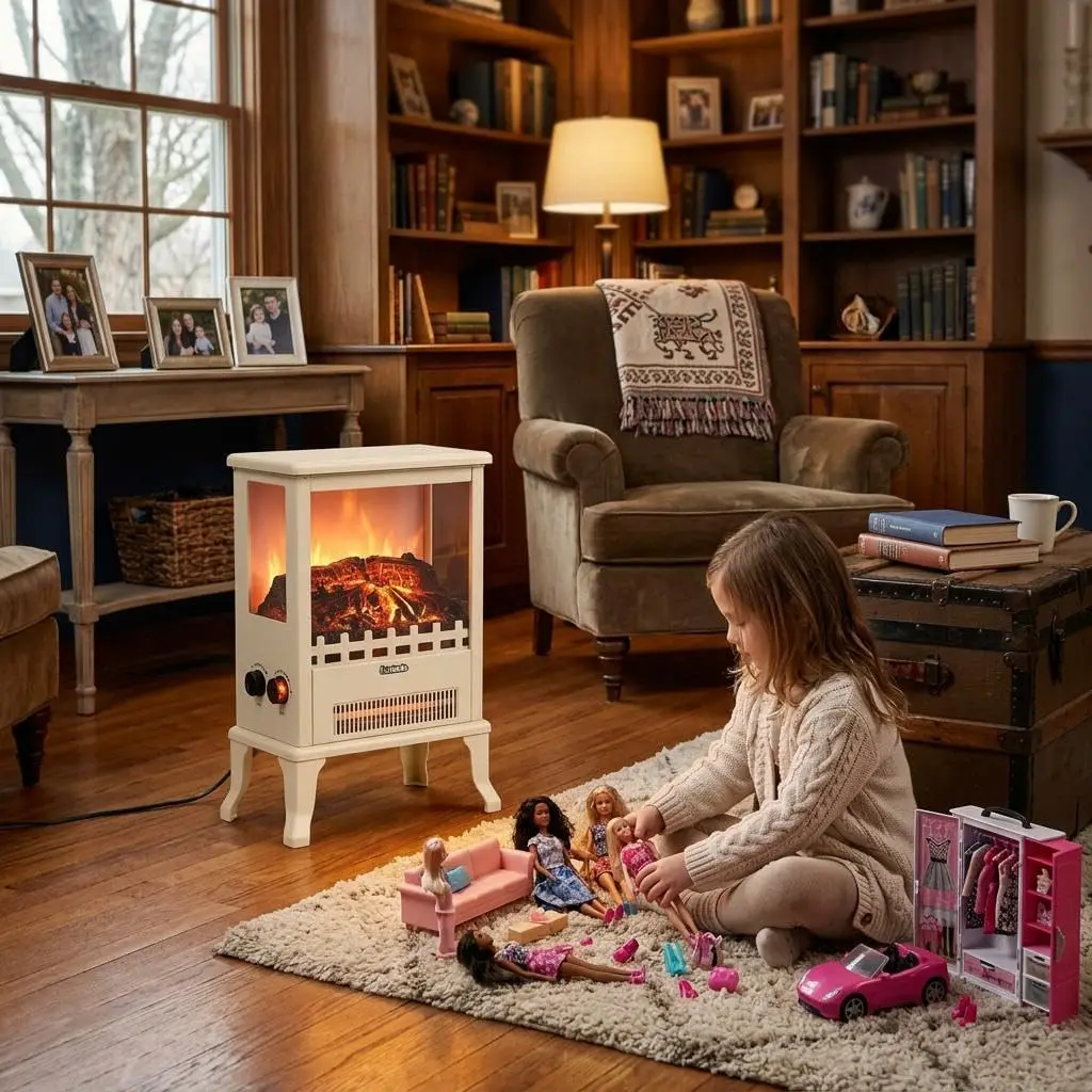 17 Inch Fireplaces Heater Decorative Fireplace Simulation Flame Fireplace  110V-120V/1500W for Indoor Home Decor  Indoor Electric Fireplace