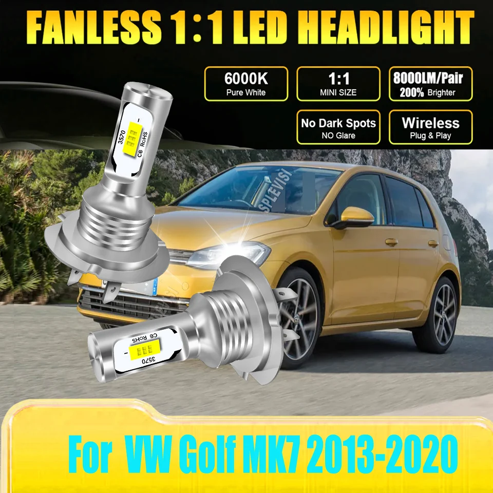 

LED 6000K H7 Headlight Low Beam endure extreme weather and rigorous use For VW Golf MK7 2013 2014 2015 2016 2017 2018 2019-2020