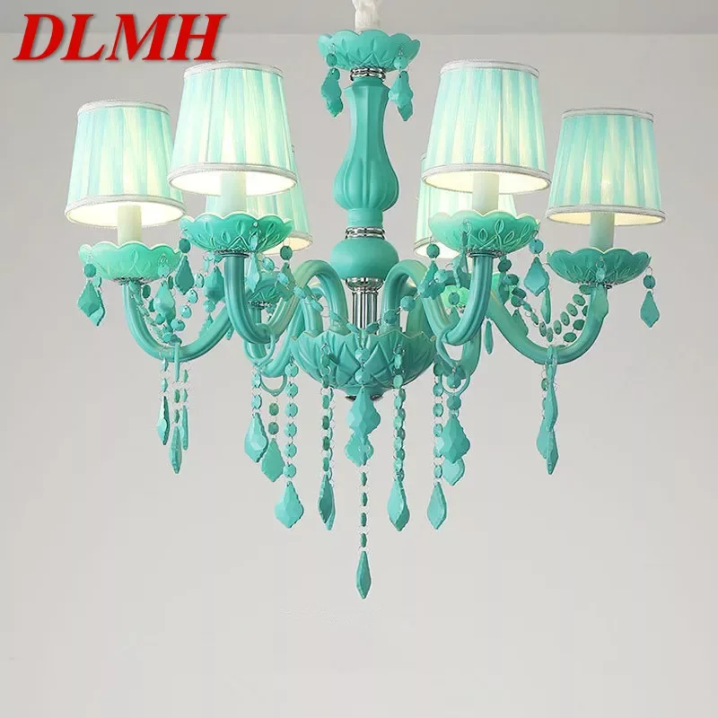 

DLMH Green Crystal Pendent Lamp Art Candle Lamp Children's Room Living Room Restaurant Bedroom Cafe Clothing Store Chandelier