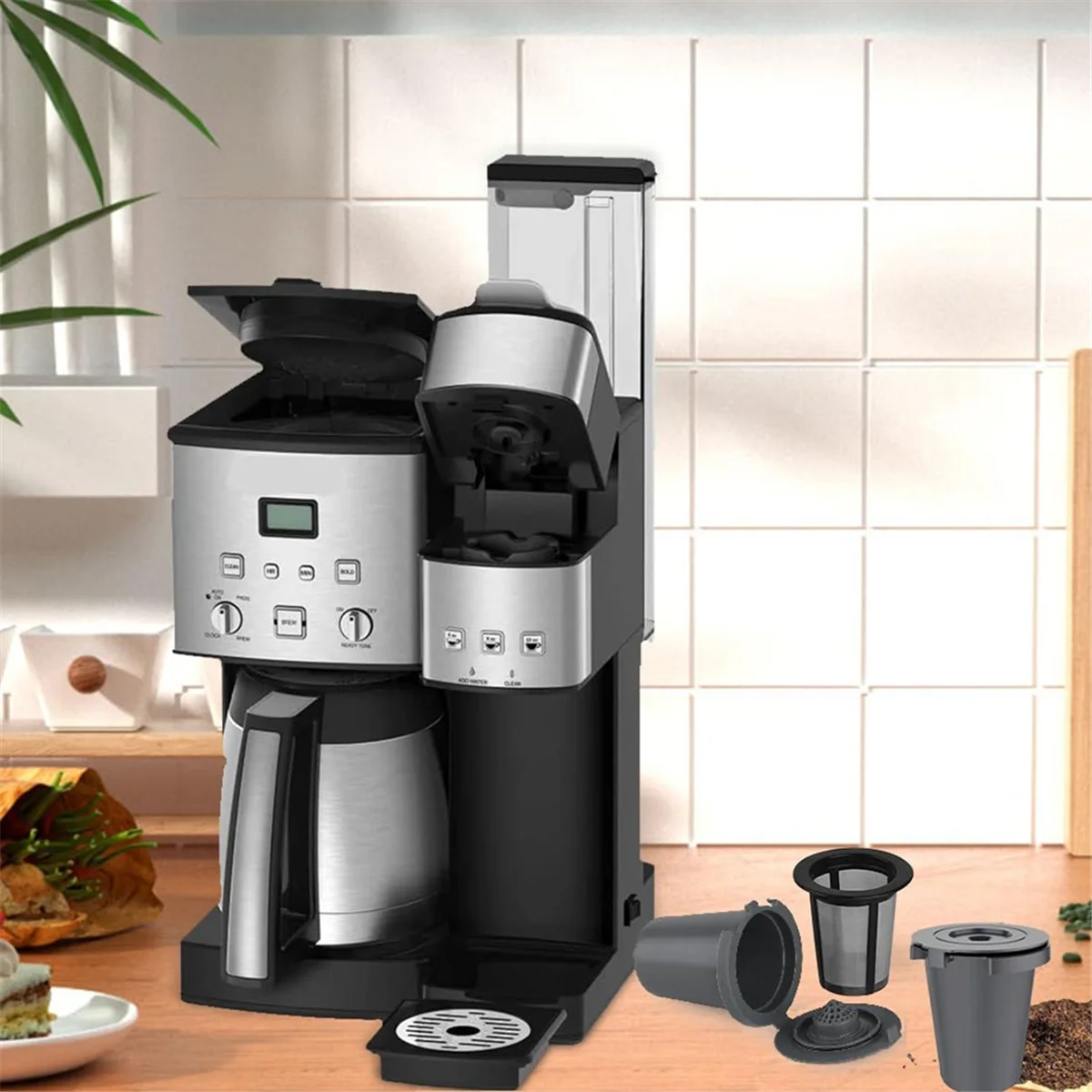 A62K Replacement Parts 2pcs Grey Reusable Filter Cup, Compatible for Single Coffee Makers