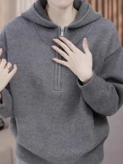 

Faionable Thiened вязаная шапка, свитер, женский повседневный свитер большого размера, универсальный свободный крой, длинный топ свевого цвета