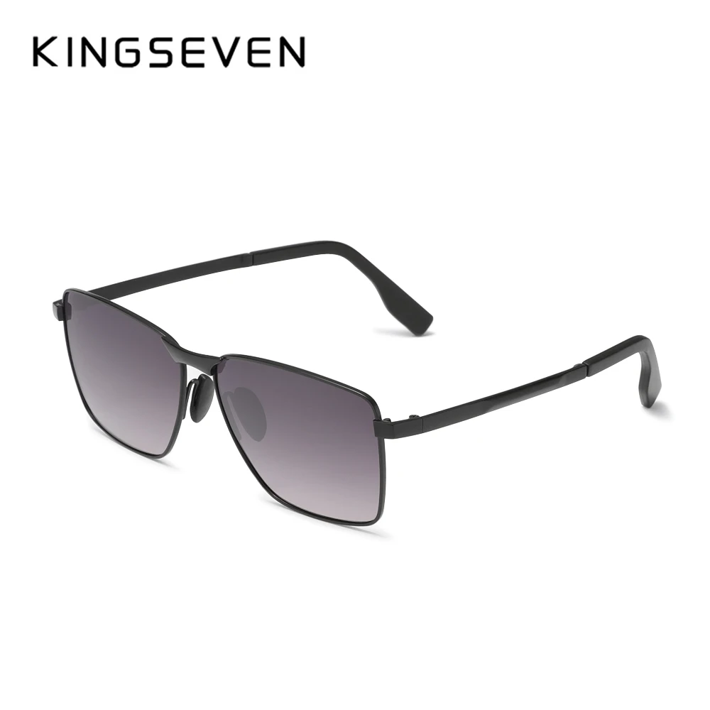 KINGSEVEN Herren-Sonnenbrille, klassische polarisierte Sonnenbrille zum Autofahren, rechteckiger Metallrahmen, Angelbrille, Business-Brille für Herren