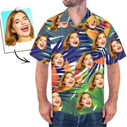 Summer Custom Photo Face Shirt Designer Photo Short Sleeve Button Down Hawaiian Shirt Best Gifts For Men Women Shirts Clothing