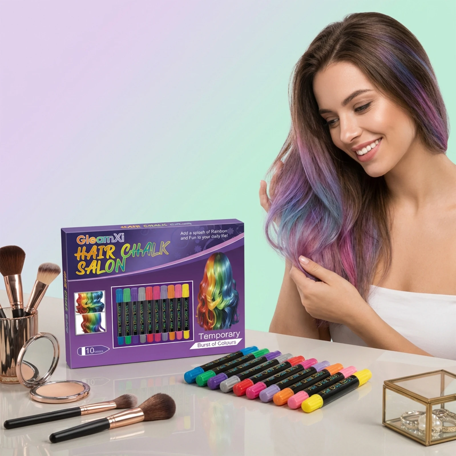 

Colorful Temporary Hair Marker Set - Natural Color, Fashionable and Convenient Hair Styling for Parties