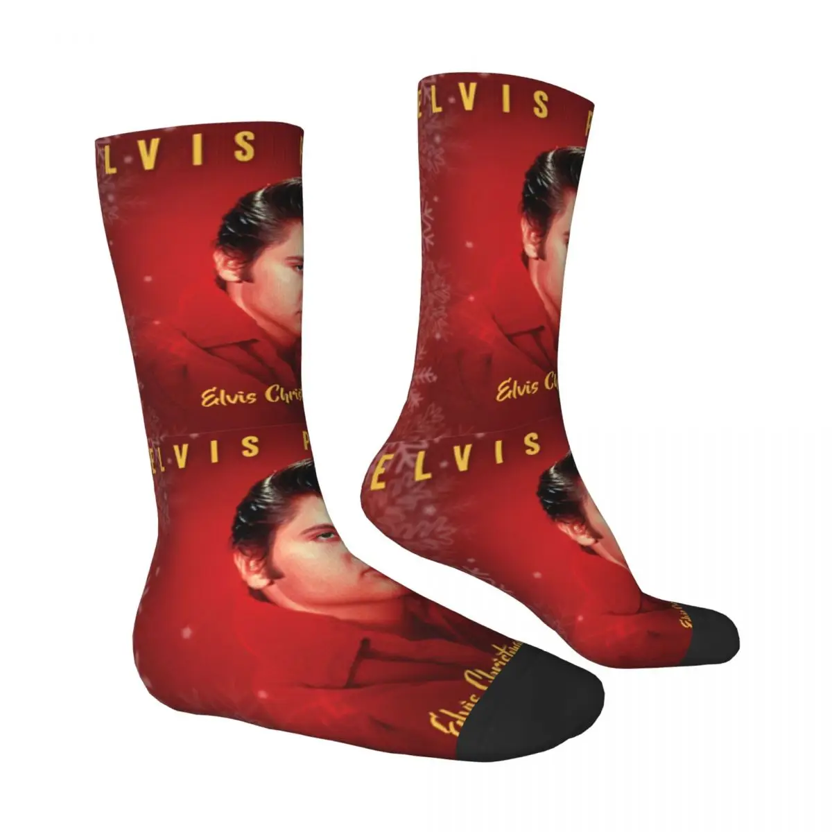 E-Elvis Christmas Stockings Graphic Casual Socks Winter Non Slip Socks Men Running Sports Soft Breathable Socks