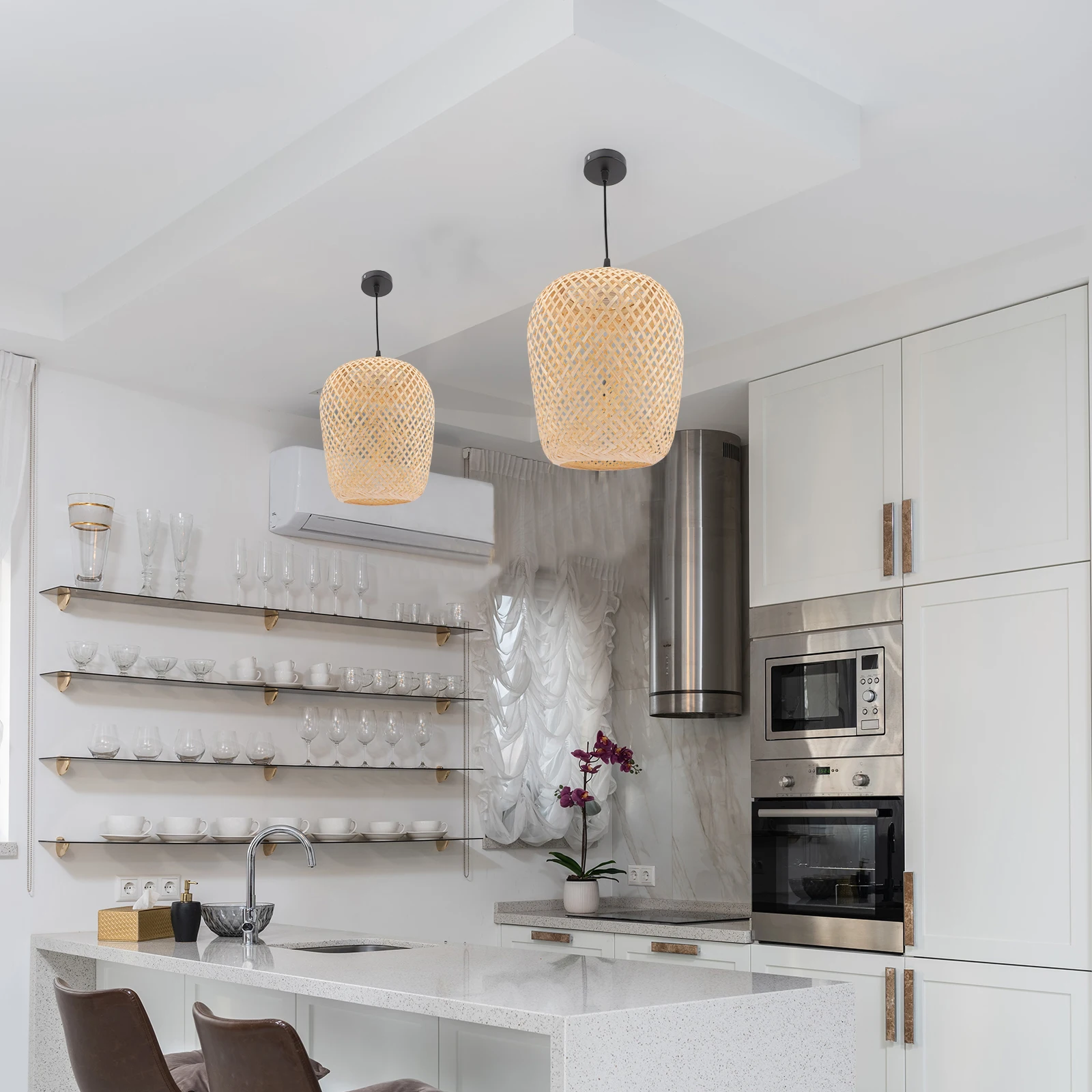 

Chinese Style Bamboo Pendant Lamp Ceiling Light for Bedroom Dining Room Hotel Decor Retro Hanging Lamp Bamboo Pendant Light Home