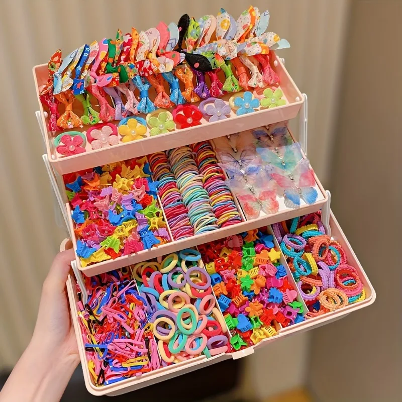 555Pcs Minimalist Hair Accessories Set Cute Elastic Headbands Multi-Element Styling Kit for Daily Hairstyles