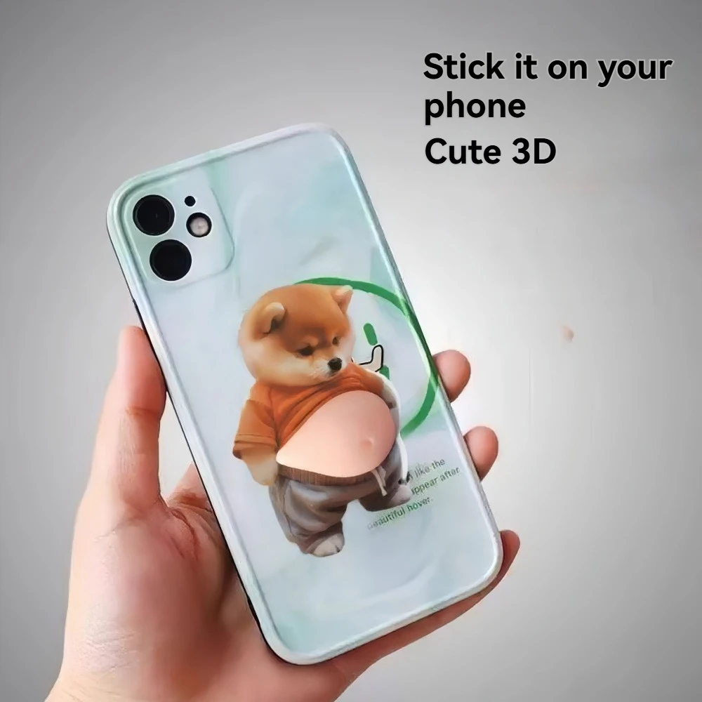 【2-Pack】Cartoon Chubby Shiba Inu Anti-Collision Stickers for Home Use - Door, Refrigerator, Toilet, Table Corner Cushioning Pads - Car Door Anti-Bump Silent Soft Rubber 3D Decorative Stickers