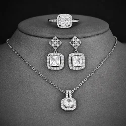 Unique Design Silver Color Princess Jewelry Set for Women Anniversary Valentine's Day Gift Free Shipping Items E6780-R820-X1104