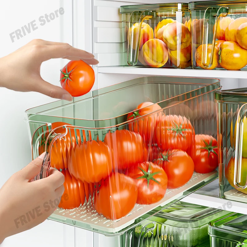 Kühlschrank-Aufbewahrungsbox mit großem Fassungsvermögen, stapelbare transparente Aufbewahrungsboxen mit Deckel, Gemüse- und Obst-Aufbewahrungsbox