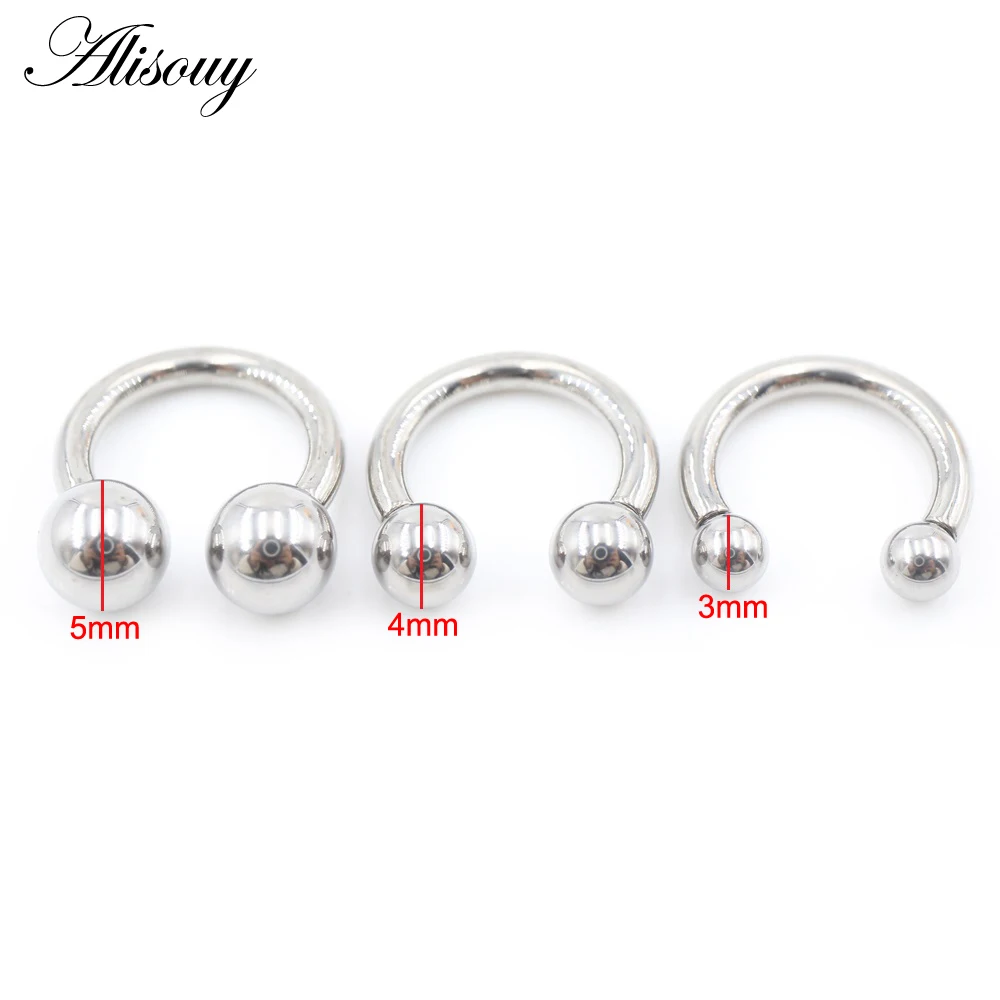 Alisouy 1PC Titanium Ball Internally Threaded Horseshoe Nose Ring Tragus Septum Helix Cartilage Earring Body Piercing Jewelry