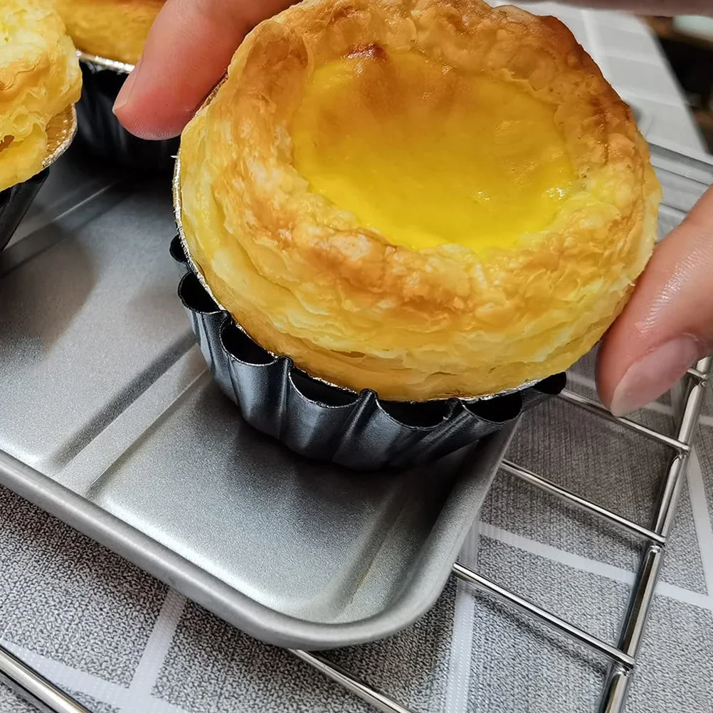 

5pcs Non-Stick Mini Tart Pans Set Reusable Heat Resistant Pie Molds Kitchen Cooking Essentials Round Baking Pan For Egg Tart Diy