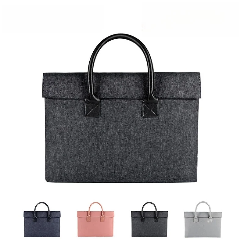 Fashion Laptop Tote Bag 13 15 Inch Pink Grey Waterproof Nylon Briefcase for Women Office