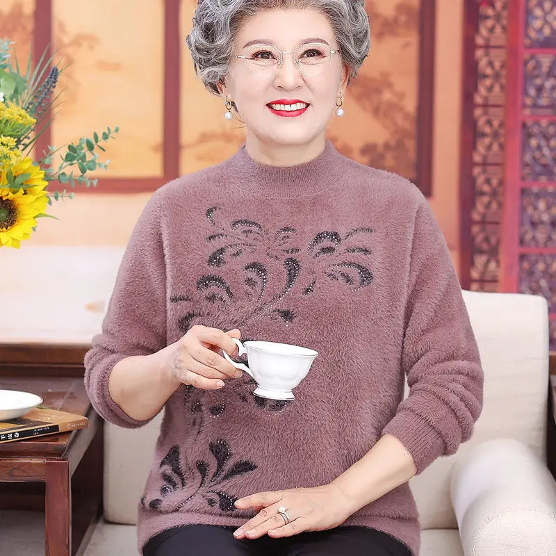 Winter Women's Knitted Warm Woolen Base Layer Top Fashionable Versatile Half High Collar Warm Comfortable Knitwear Female M167