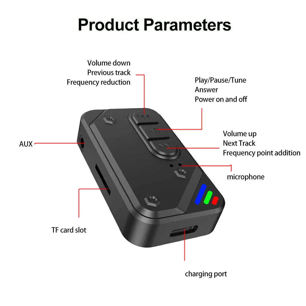 Kebidui carro bluetooth 5.3 receptor 4 em 1 transmissor fm adaptador de áudio aux música mãos-livres adaptador sem fio acessórios para automóveis