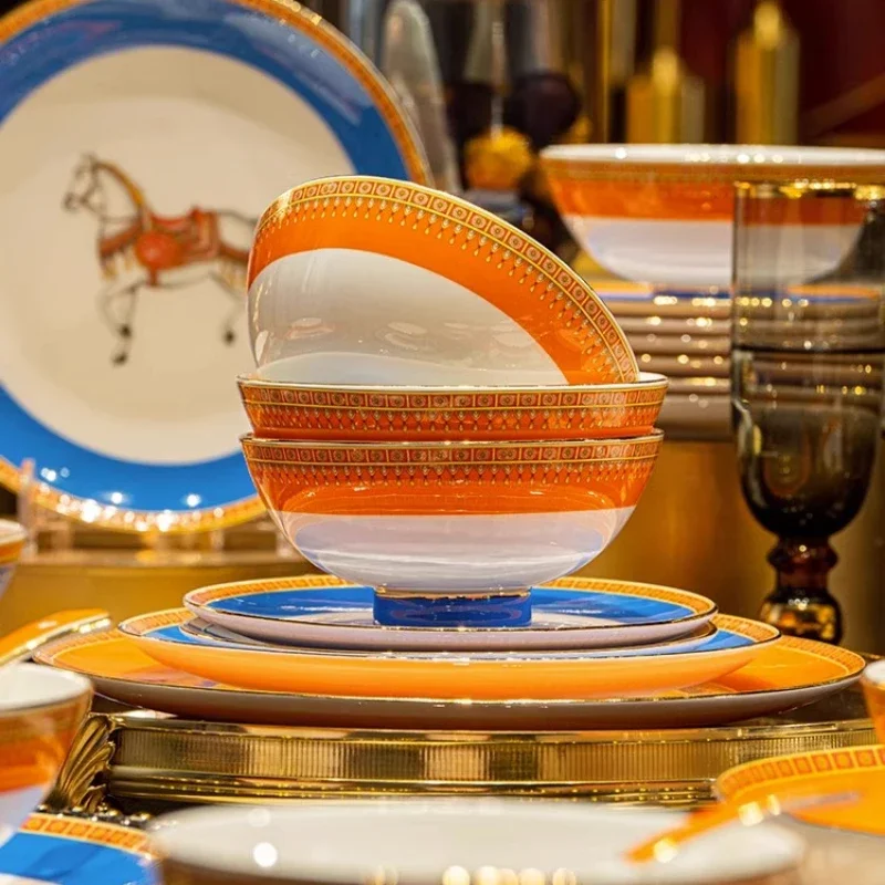Guests Party Luxury Tableware Home Dinner Wedding Fine Dishes Sets Catering Supplies Vajillas Para Cocina Dinnerware Sets Plate