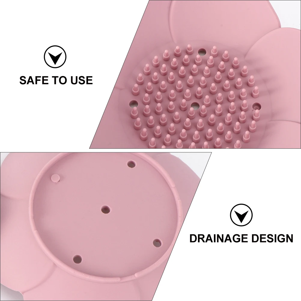 

2Pcs Non-Breakable Silicone Soap Holder Lotus Shape with Drainage Easy to Clean for Bathroom Kitchen Soap Dish