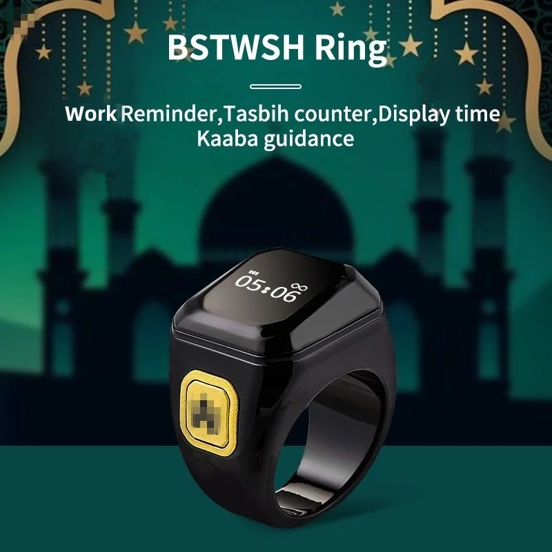 

smart ring bluetooth ring electronic Muslim Digital for Time Reminder Wearable Ring with Tasbih Beads