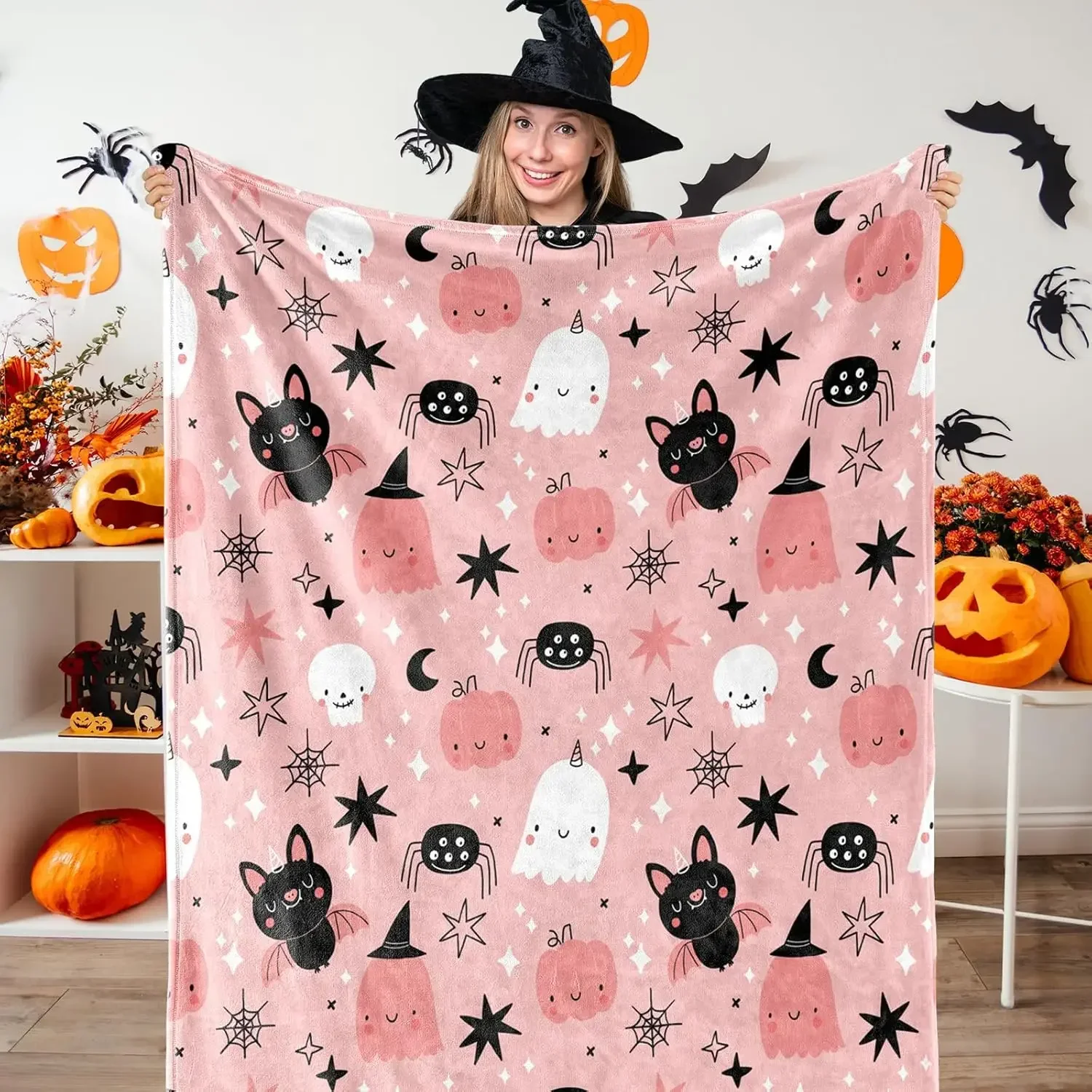 cobertor-felpudo-de-halloween-rosa-com-abobora-fantasma-e-morcego-manta-de-desenho-animado-macia-e-aconchegante-de-flanela-para-casa-festa-cama-uso-em-todas-as-estacoes