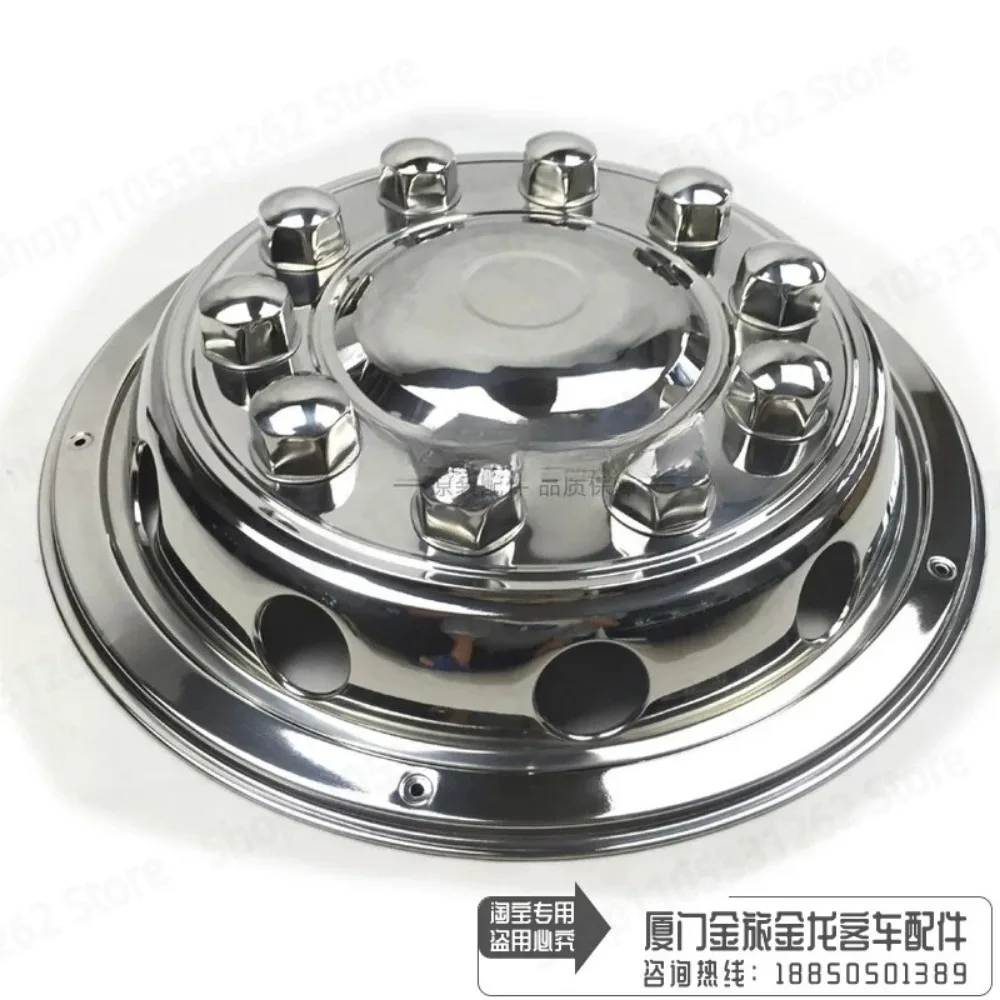 22.5 10 Lug Stainless Steel Wheel Hubcap for Truck, Polished Heavy Duty Full Cover Rim Trim