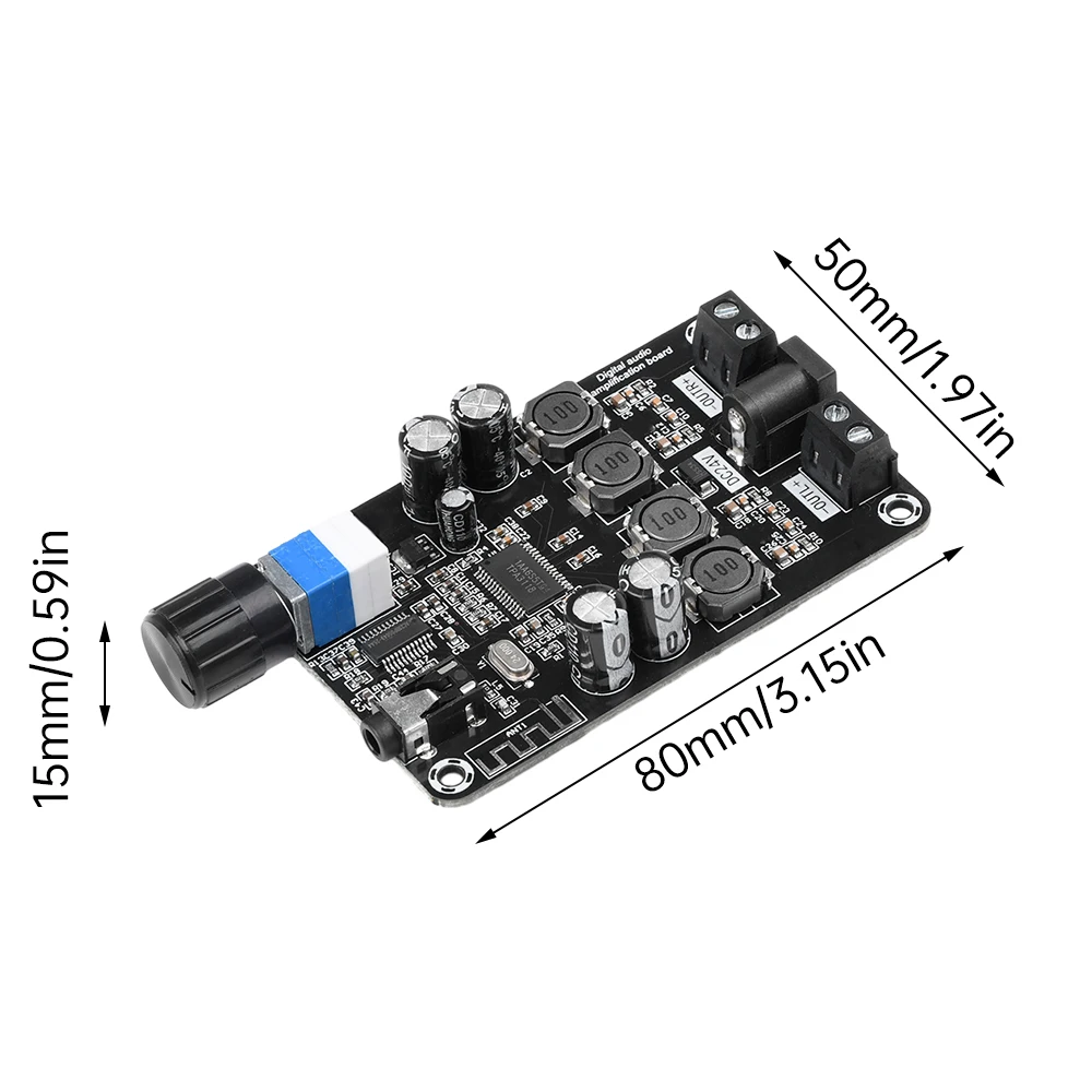 DC 12V~24V Class D Amplifier 50W*2 HiFi Stereo Wireless Bluetooth Audio Amplifier Volume Adjustable with Protection Function