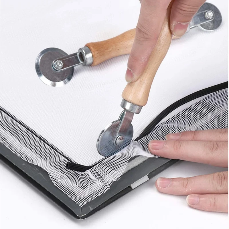 Wooden Handle and Steel Wheels Rolling Tool for Double Window Installation Hand Spline Roller Household Durable Screen Door image 2