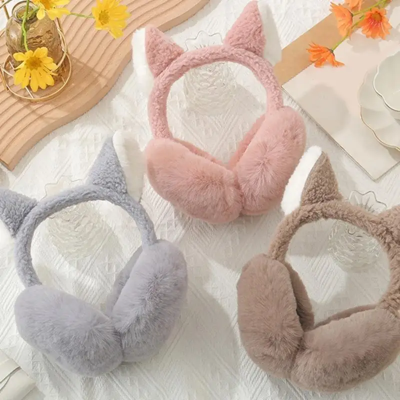 652F Plush Ear Warmer for Students Adult Windproof Winter Earmuff Eye Catching Stuffed Animal Ear Earmuff for Skiing