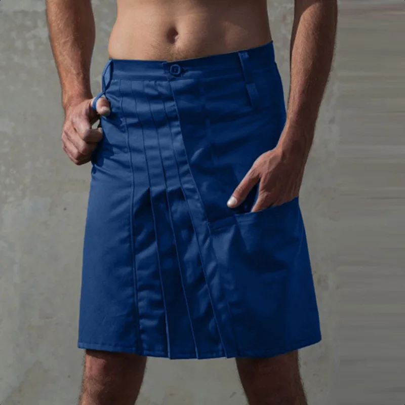 Middeleeuwse Half Geplooide Rok Voor Heren Casual Wikkel Heup Rok Effen Color Samurai Rok Cosplay Rozint Halloween Kostuum