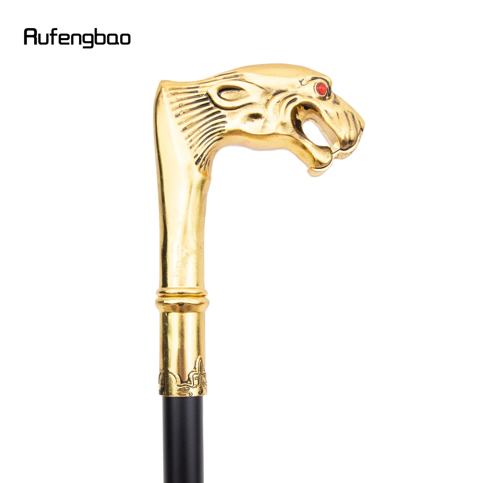 Golden Leopard Red Eye Luxury Fashion Cosplay Walking Stick Party Decorative Cane Elegant Crosier Knob Stick 92cm